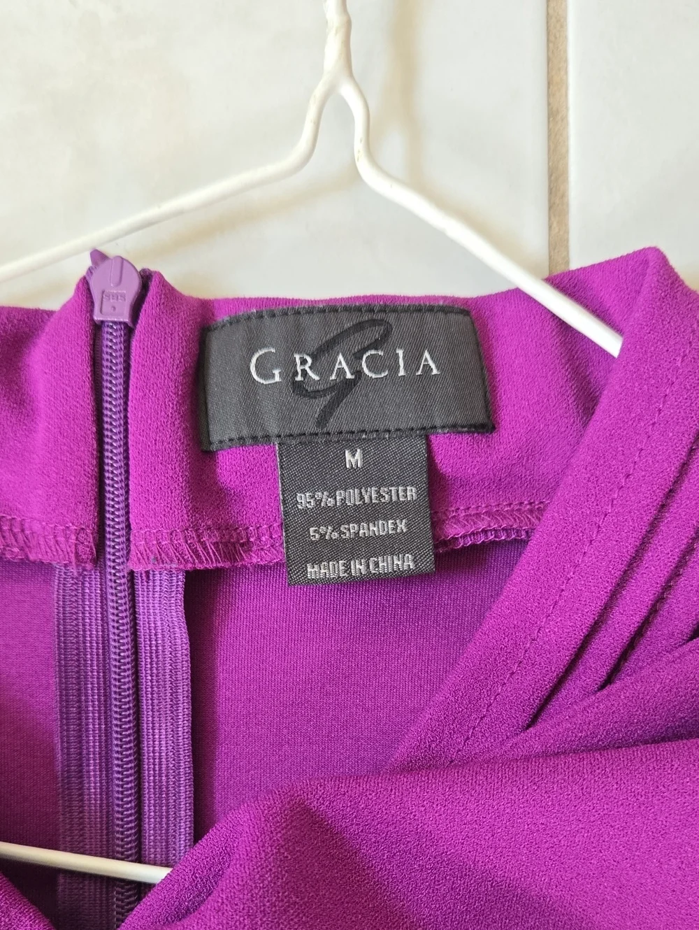 Gracia Purple Puff-Sleeve Bow Neck Blouse - Picture 2 of 5